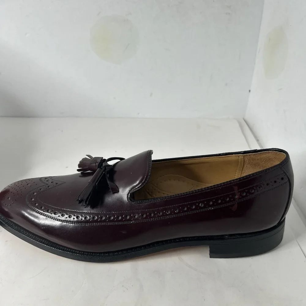 Johnson & Murphy Aristocrat Deerfield Wing Tip Tassel‎ Oxford Sz 12 Burgundy